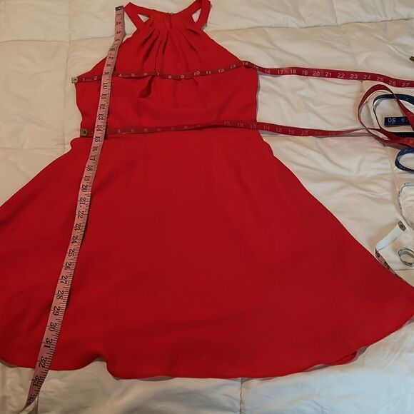 Express Dress Sz 4 Red Halter Fit & Flair Sleeveless Mini Summer Cocktail Party - Picture 15 of 15